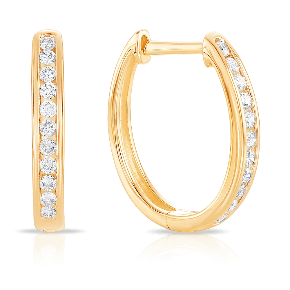 0.254 TDW Channel Set Diamond Hoop Earrings in 9ct Yellow Gold