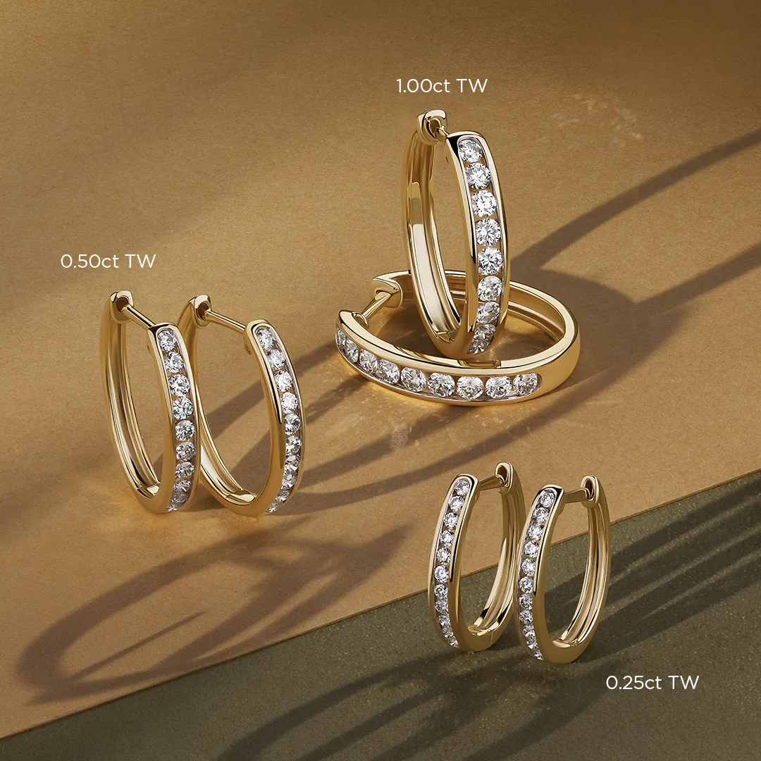 0.254 TDW Channel Set Diamond Hoop Earrings in 9ct Yellow Gold