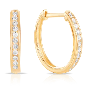 0.254 TDW Channel Set Diamond Hoop Earrings in 9ct Yellow Gold