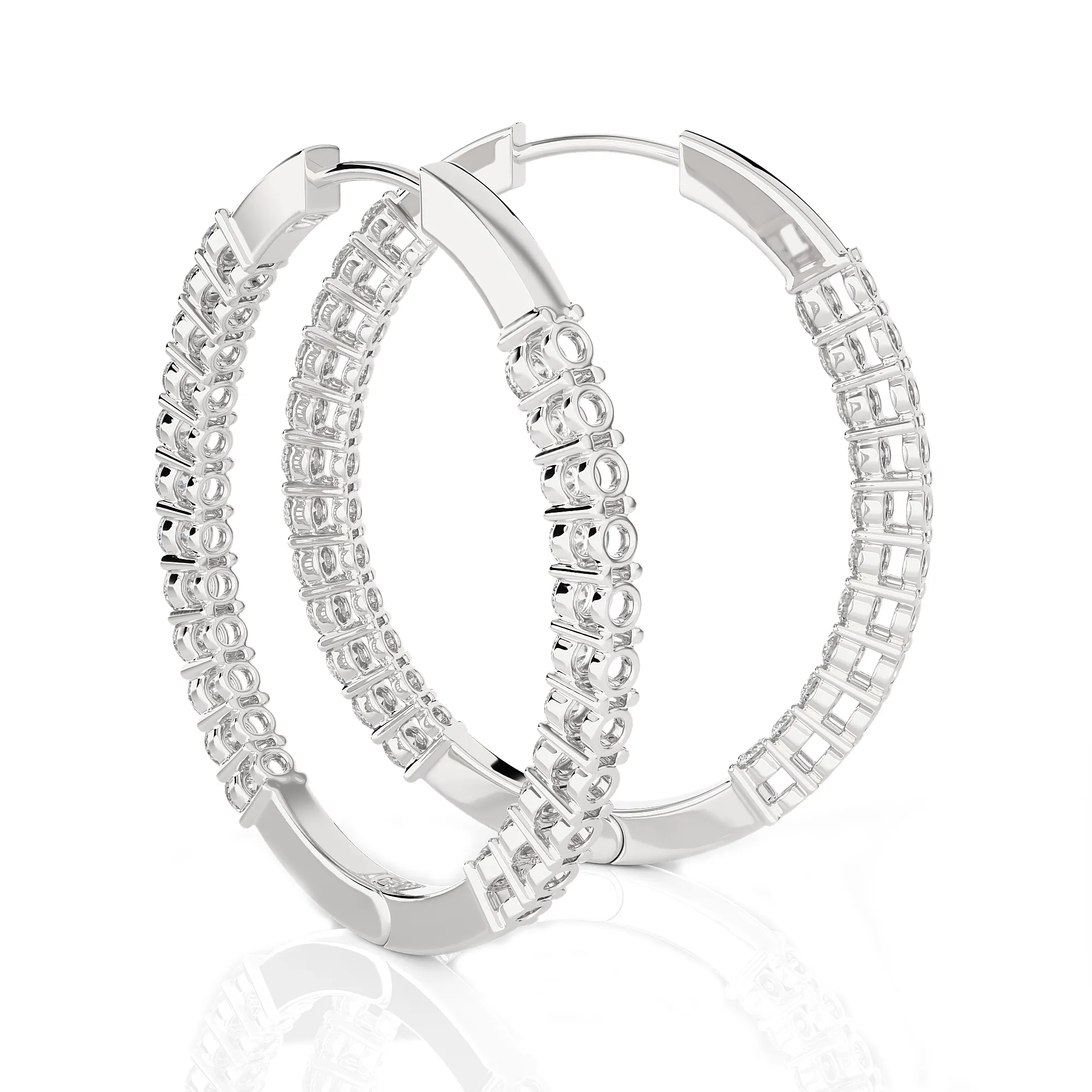 1 1/2 ctw Round Lab Grown Diamond Inside Out Hoop Earrings