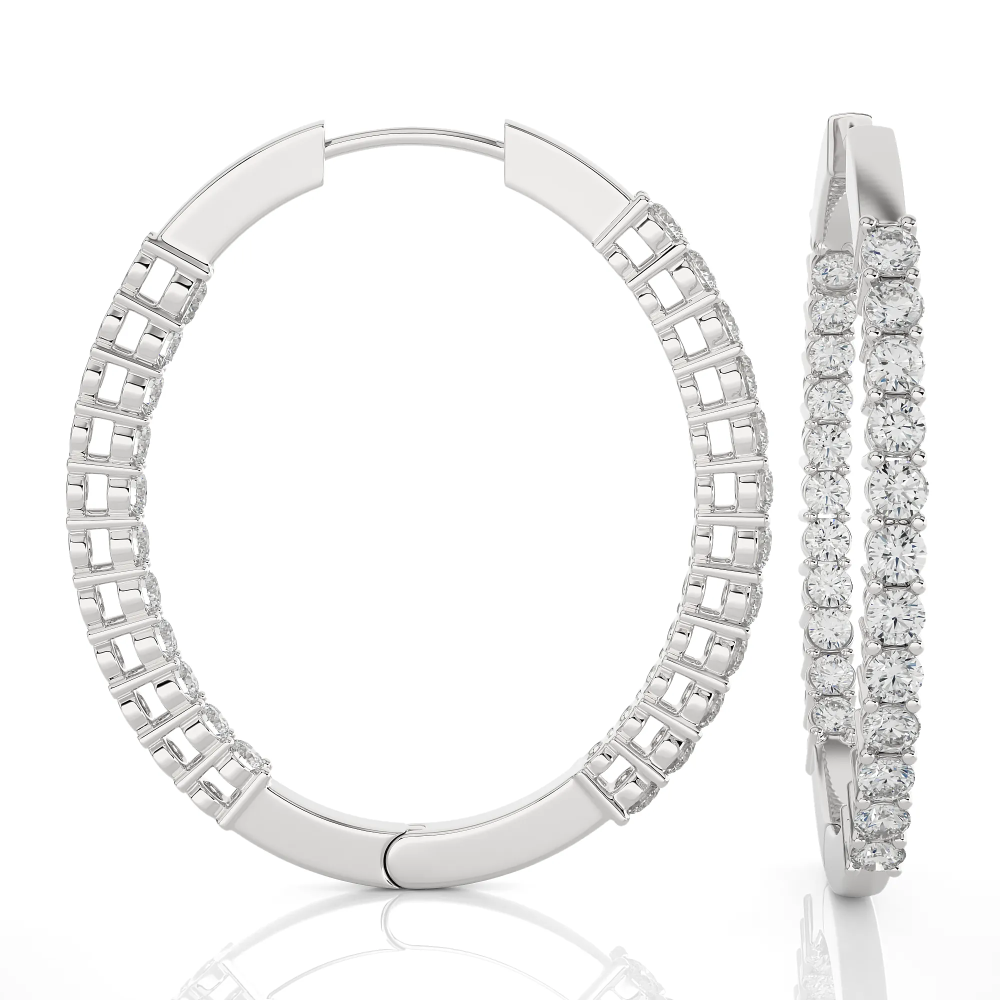 1 1/2 ctw Round Lab Grown Diamond Inside Out Hoop Earrings