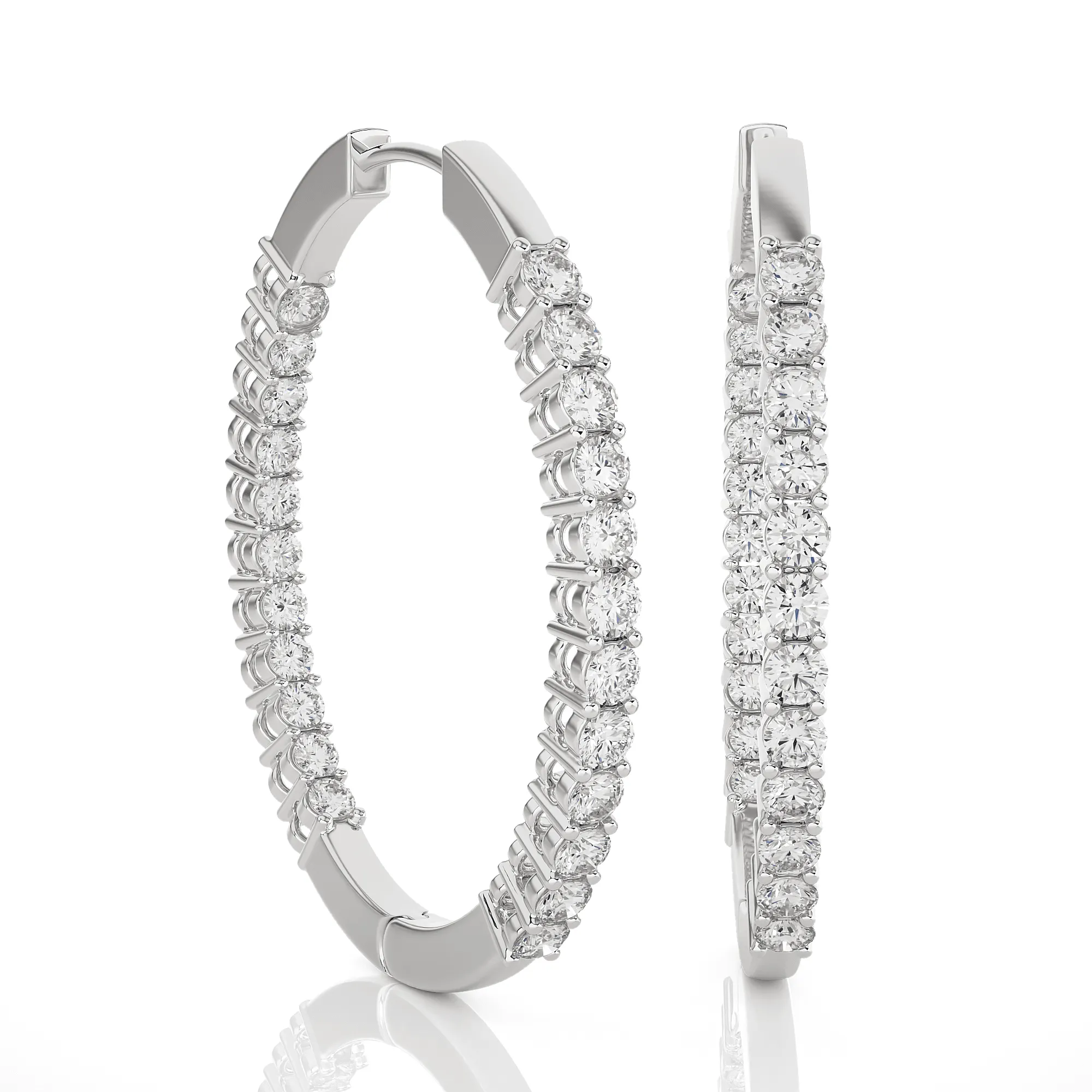 1 1/2 ctw Round Lab Grown Diamond Inside Out Hoop Earrings