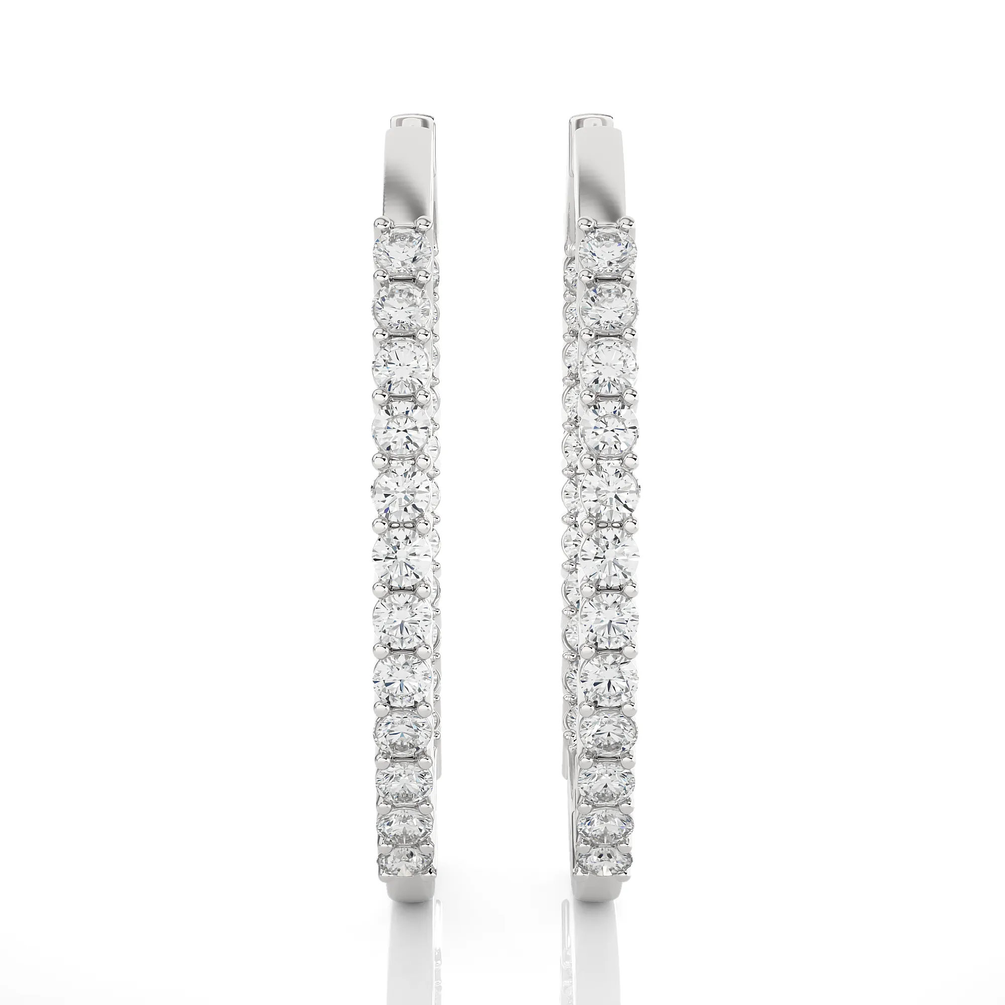 1 1/2 ctw Round Lab Grown Diamond Inside Out Hoop Earrings