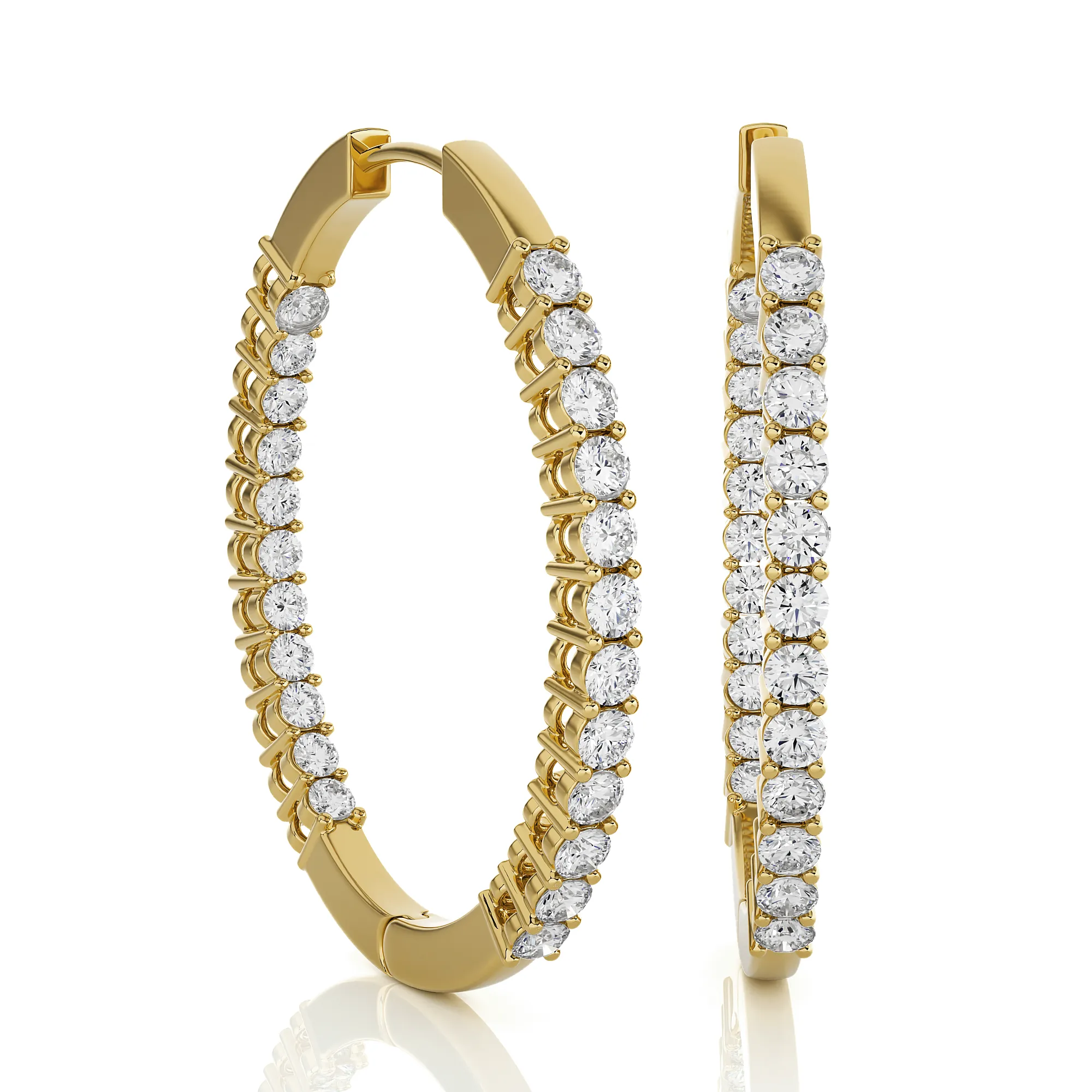 1 1/2 ctw Round Lab Grown Diamond Inside Out Hoop Earrings