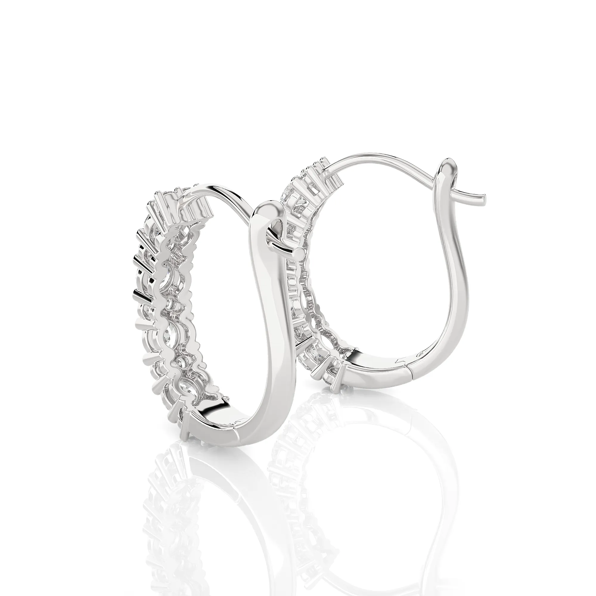 1 5/8 ctw Round Lab Grown Diamond Huggie Hoop Earrings