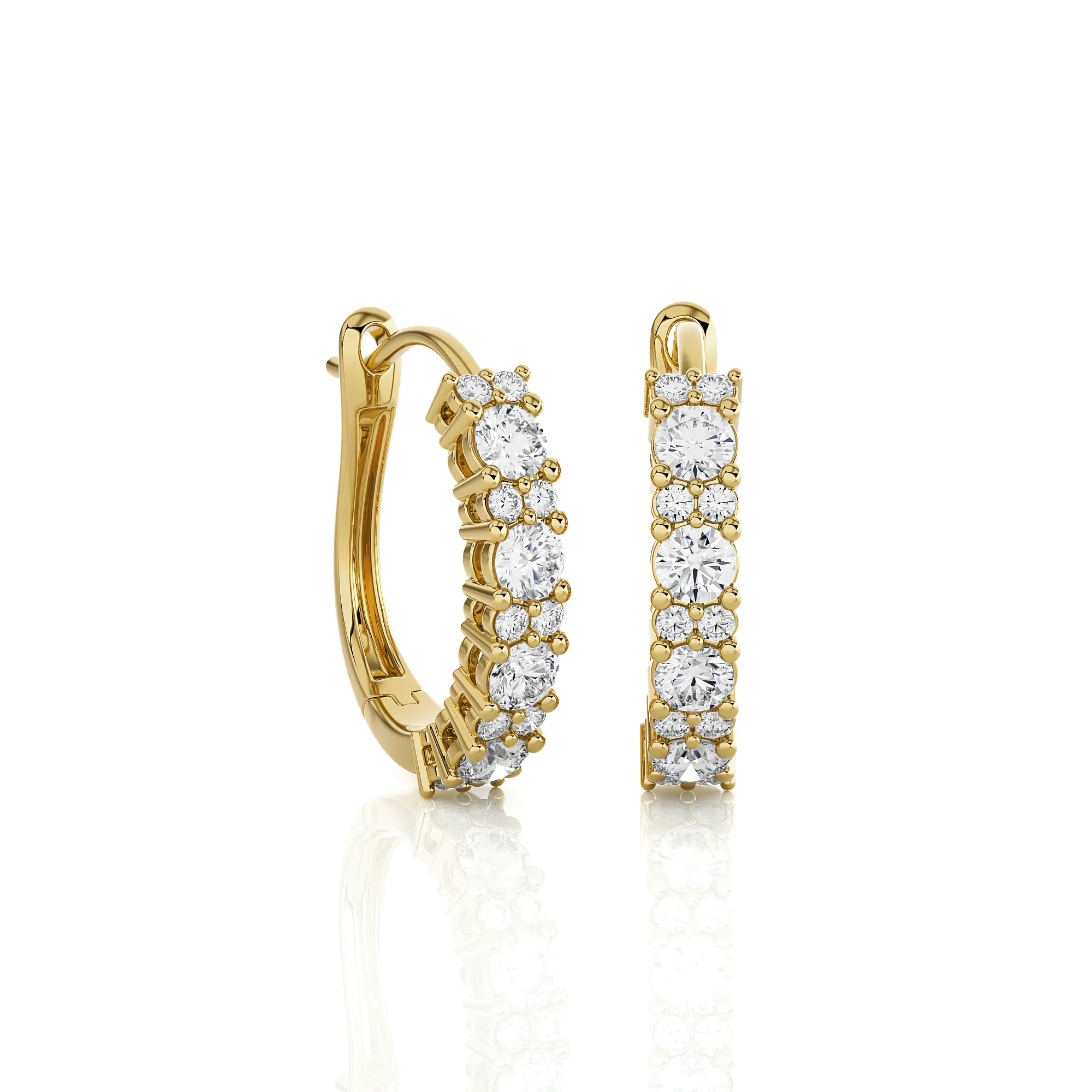 1 5/8 ctw Round Lab Grown Diamond Huggie Hoop Earrings