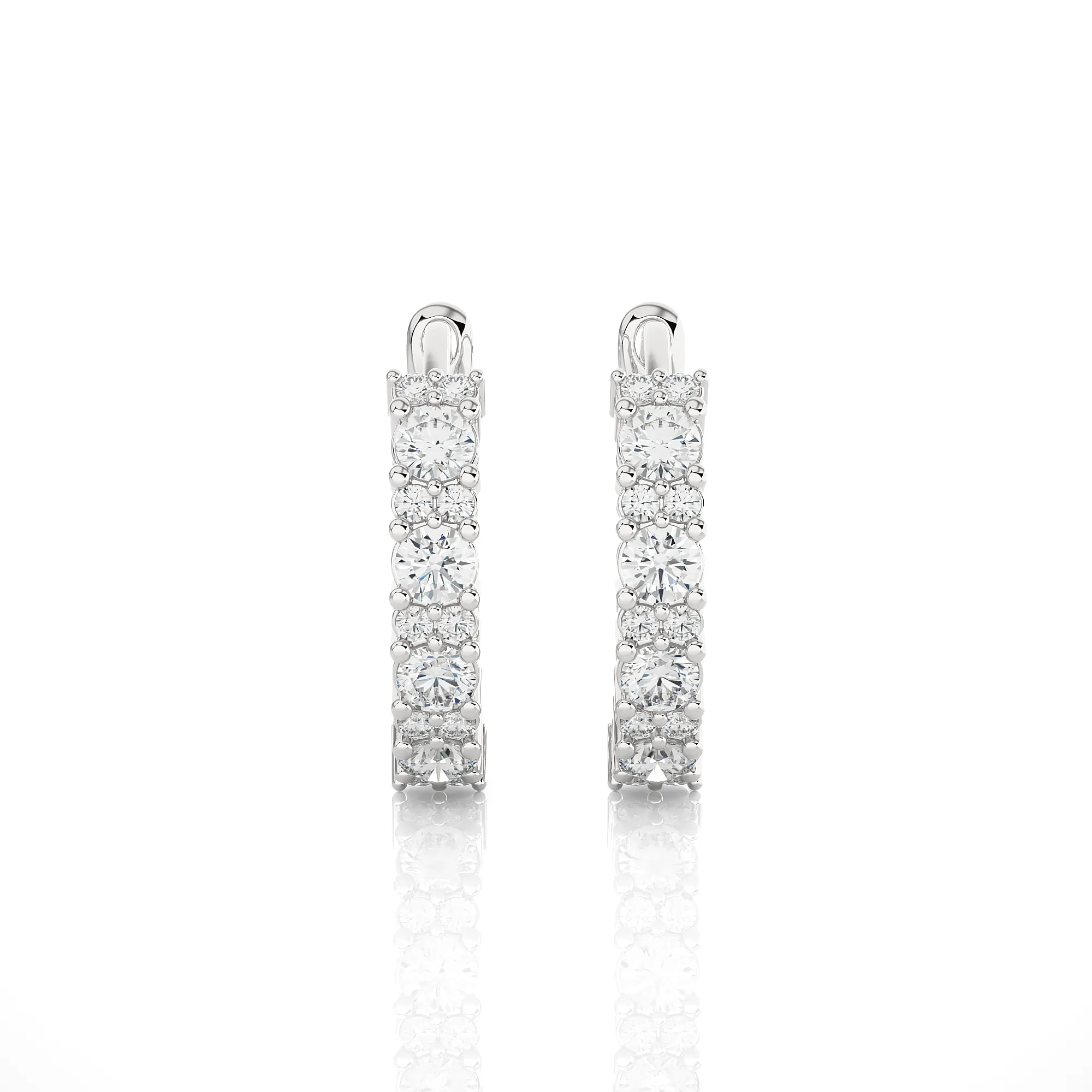 1 5/8 ctw Round Lab Grown Diamond Huggie Hoop Earrings