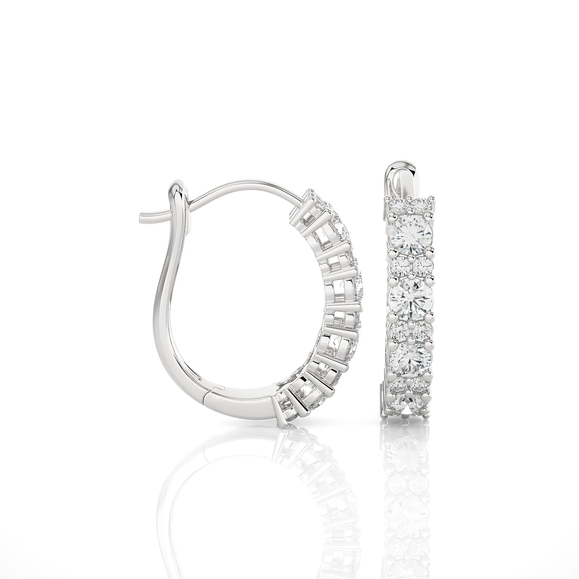 1 5/8 ctw Round Lab Grown Diamond Huggie Hoop Earrings