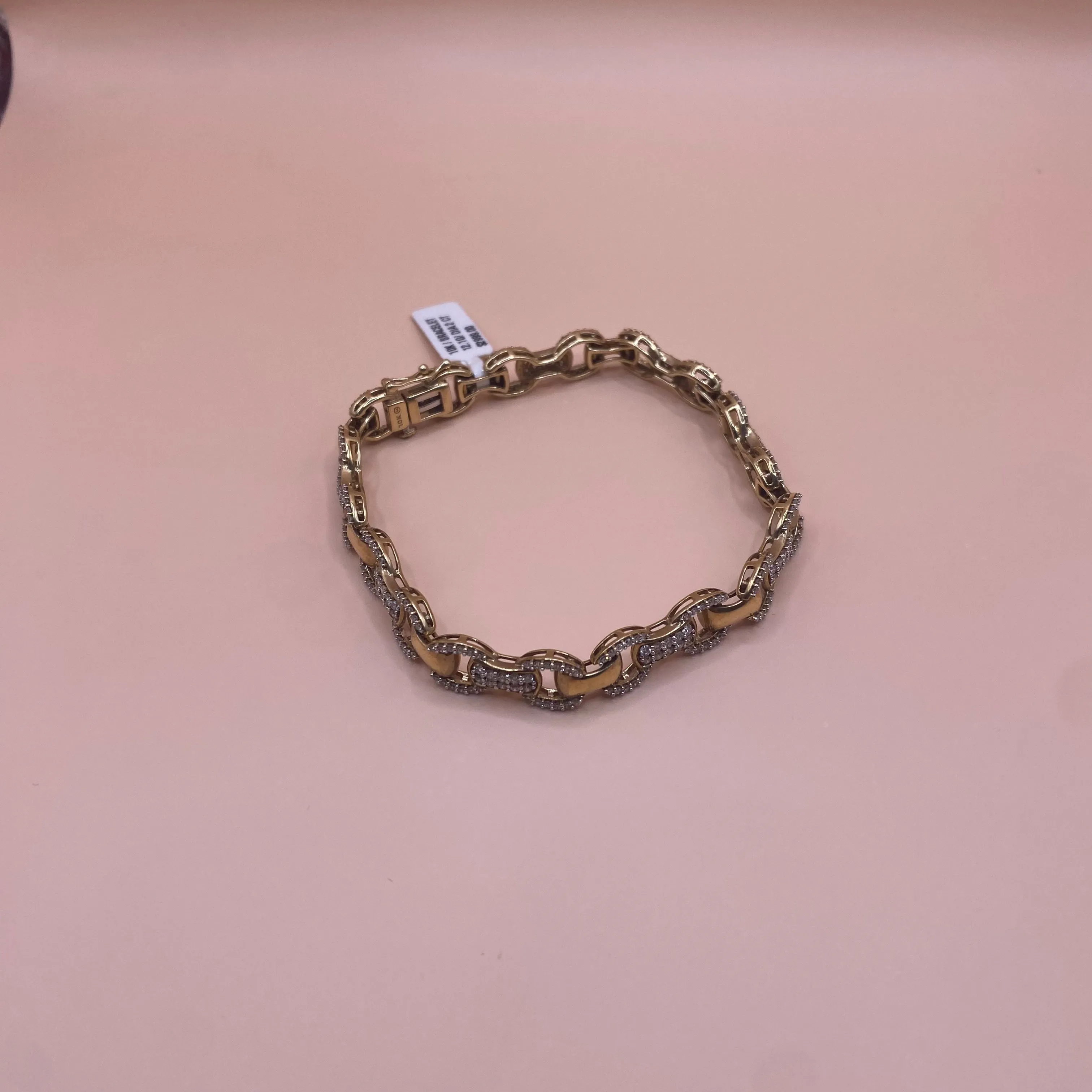 10K Yellow Gold Diamond Luxury Bracelet 2Ct / 12.1gr / 7.8mm / 7in