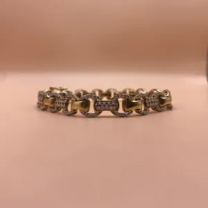 10K Yellow Gold Diamond Luxury Bracelet 2Ct / 12.1gr / 7.8mm / 7in