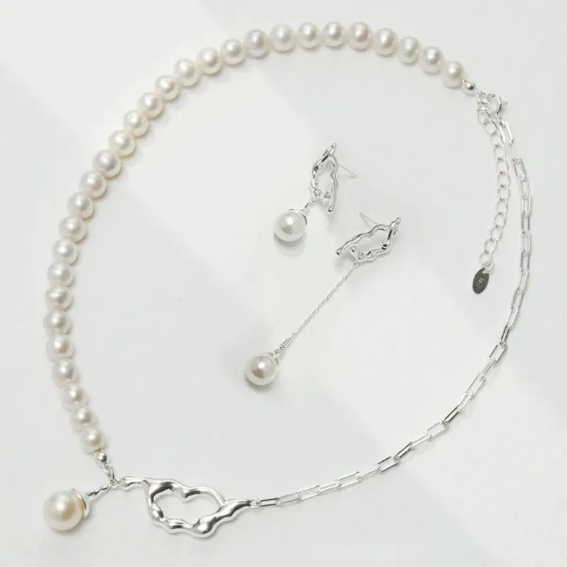 10mm Pearl Necklace in Sterling Silver