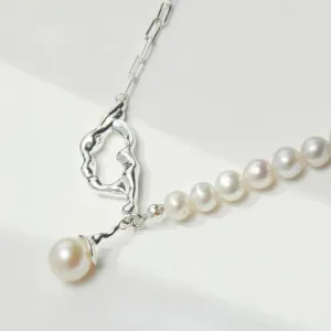 10mm Pearl Necklace in Sterling Silver