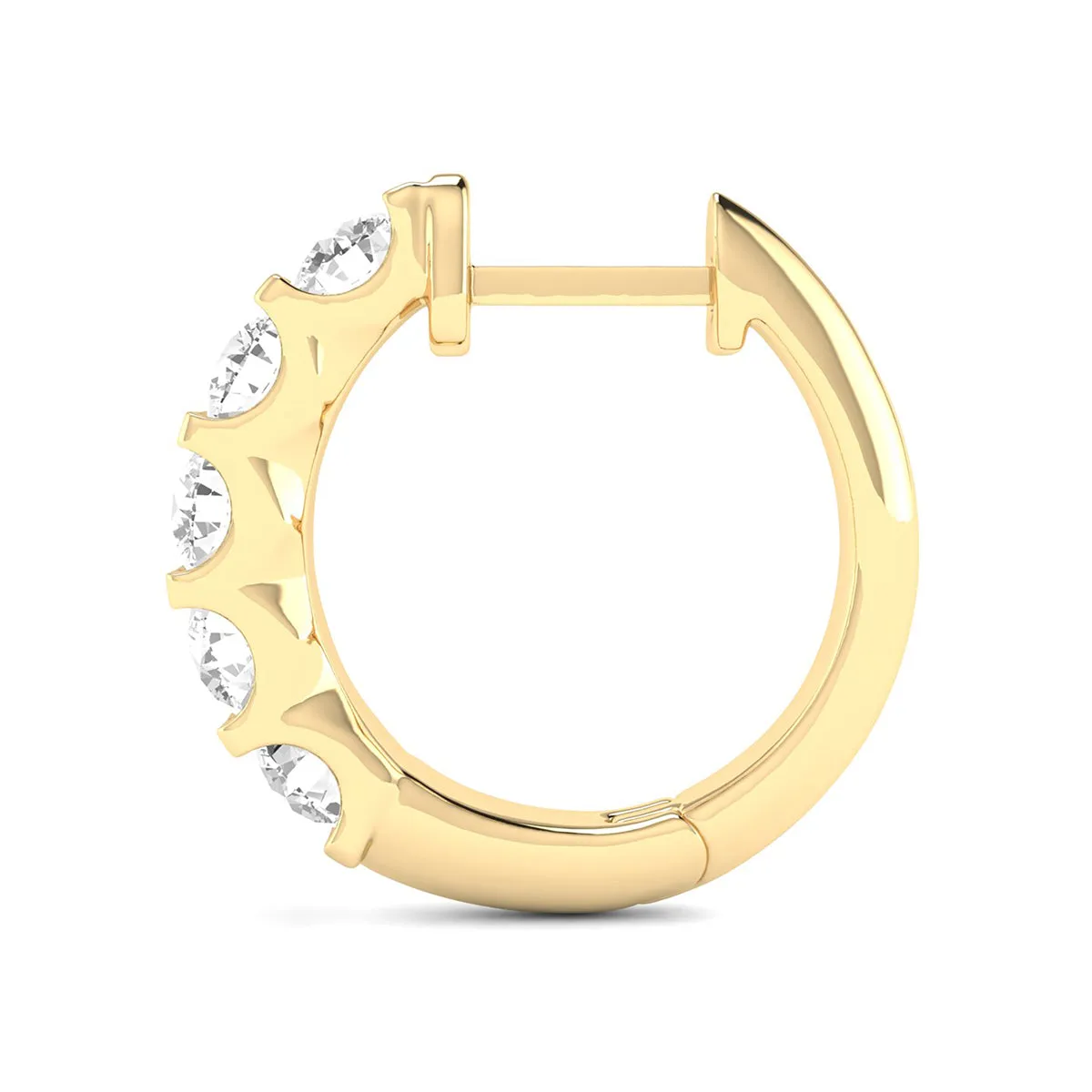 1/2 Carat Tw Natural Channel Set Diamond Hoop Earrings In 14K Yellow Gold