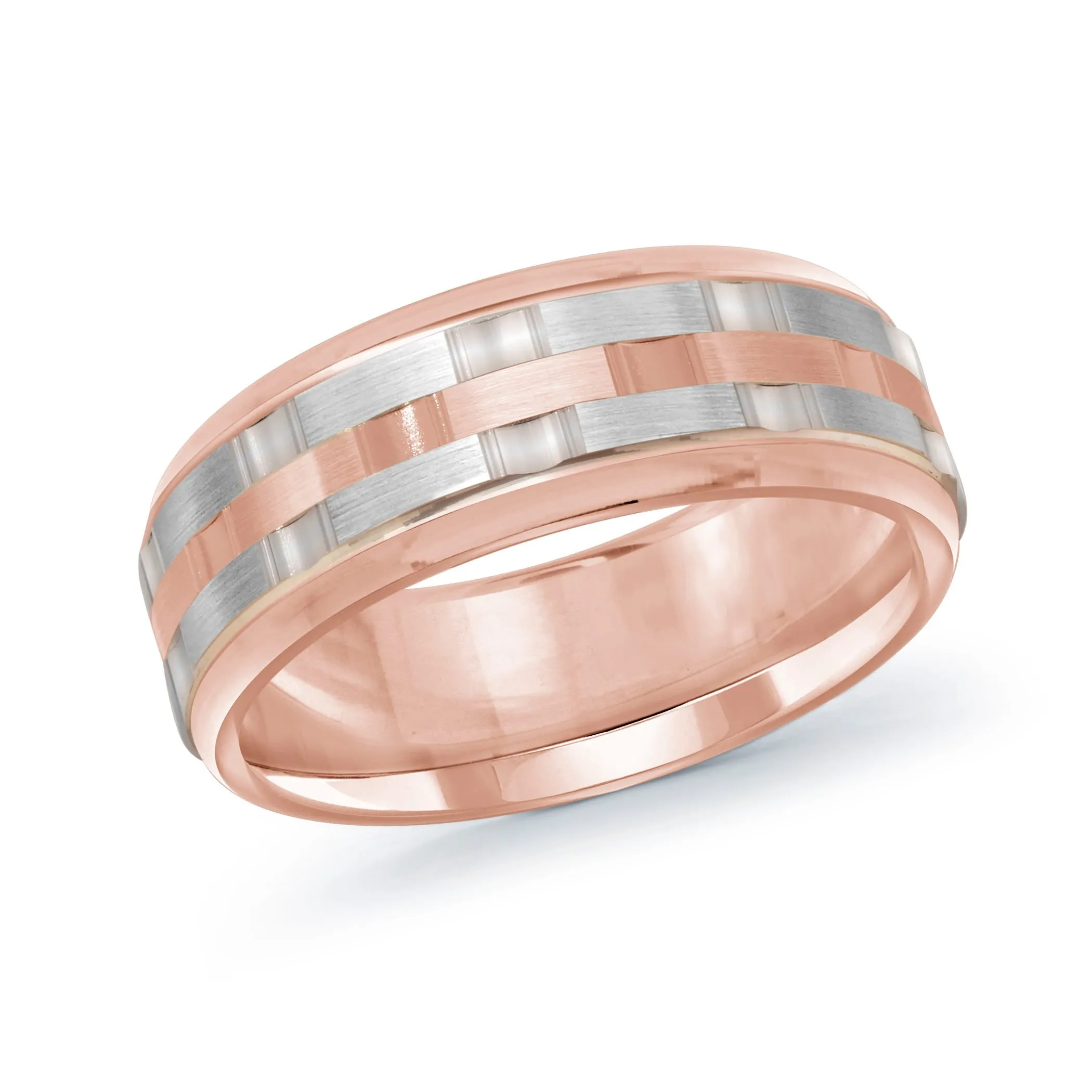 14K Rose Gold with 14K White Gold Ring from the Executif Collection by Malo - MRD-083-8PW