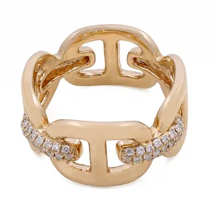 14k Yellow Gold Diamond Fashion Link Ring with 0.23Tw Round Diamonds