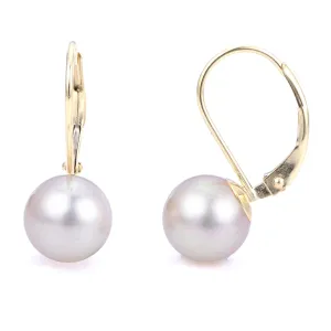 14K Yellow Gold Signature High Luster Akoya Pearl Leverback Earrings