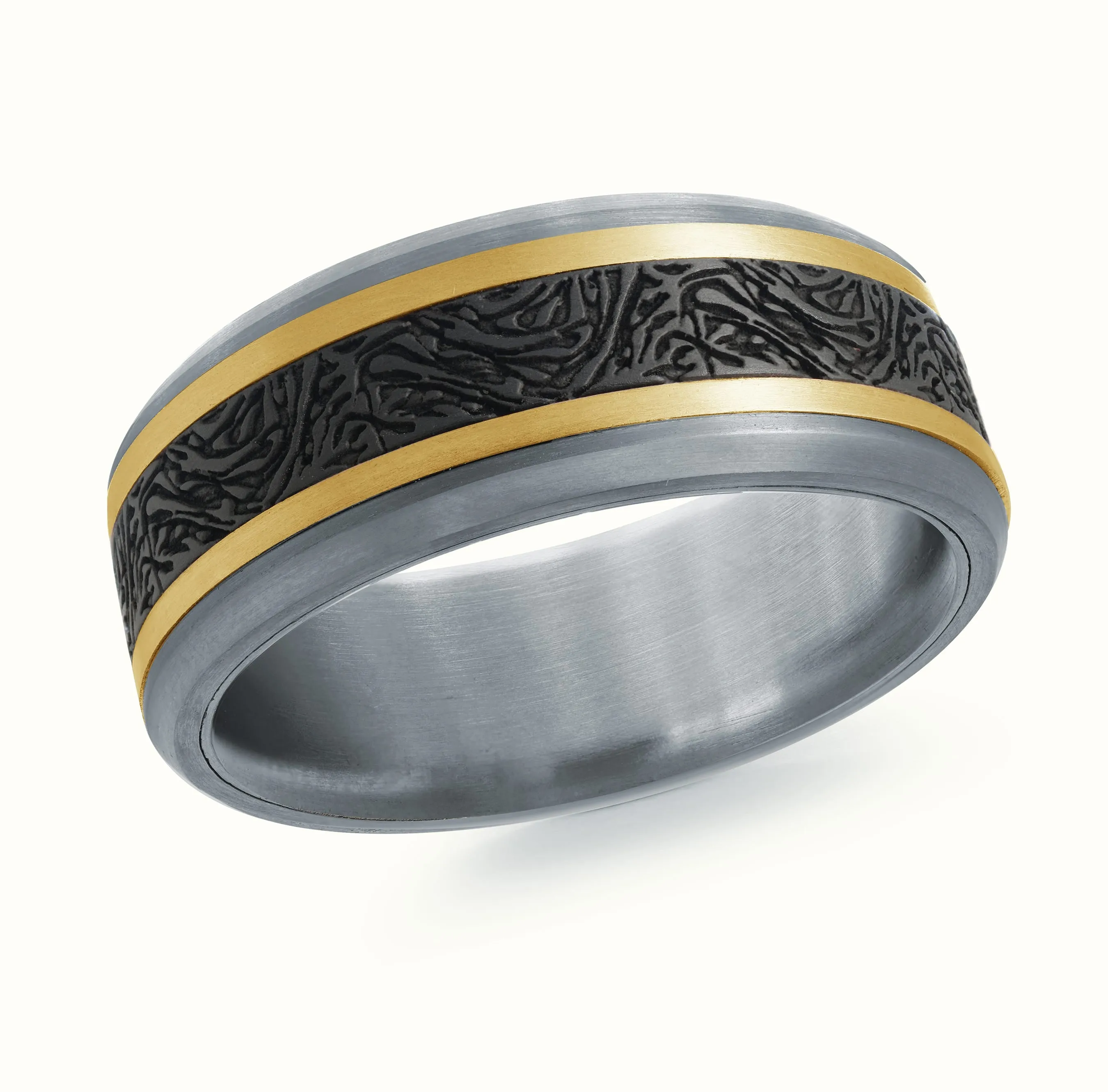 14K Yellow Gold with Carbon Fiber Ring from the Tantalum Collection by Malo - MRDTC-010-8YB