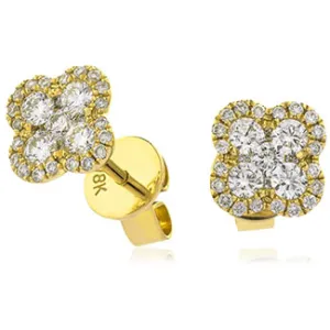 18ct Yellow Gold 0.53ct Diamond Clover Stud Earrings