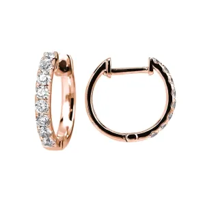 18K Rose Gold Diamond Hoop Earrings