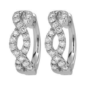 18K White Gold Diamond Infinity Design Hoop Earrings