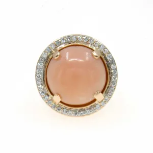 18kt Angel Skin Coral & Diamond Ring