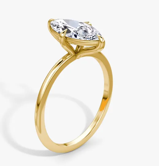 18KT Yellow Gold Marquise Cut Diamond Engagement Ring