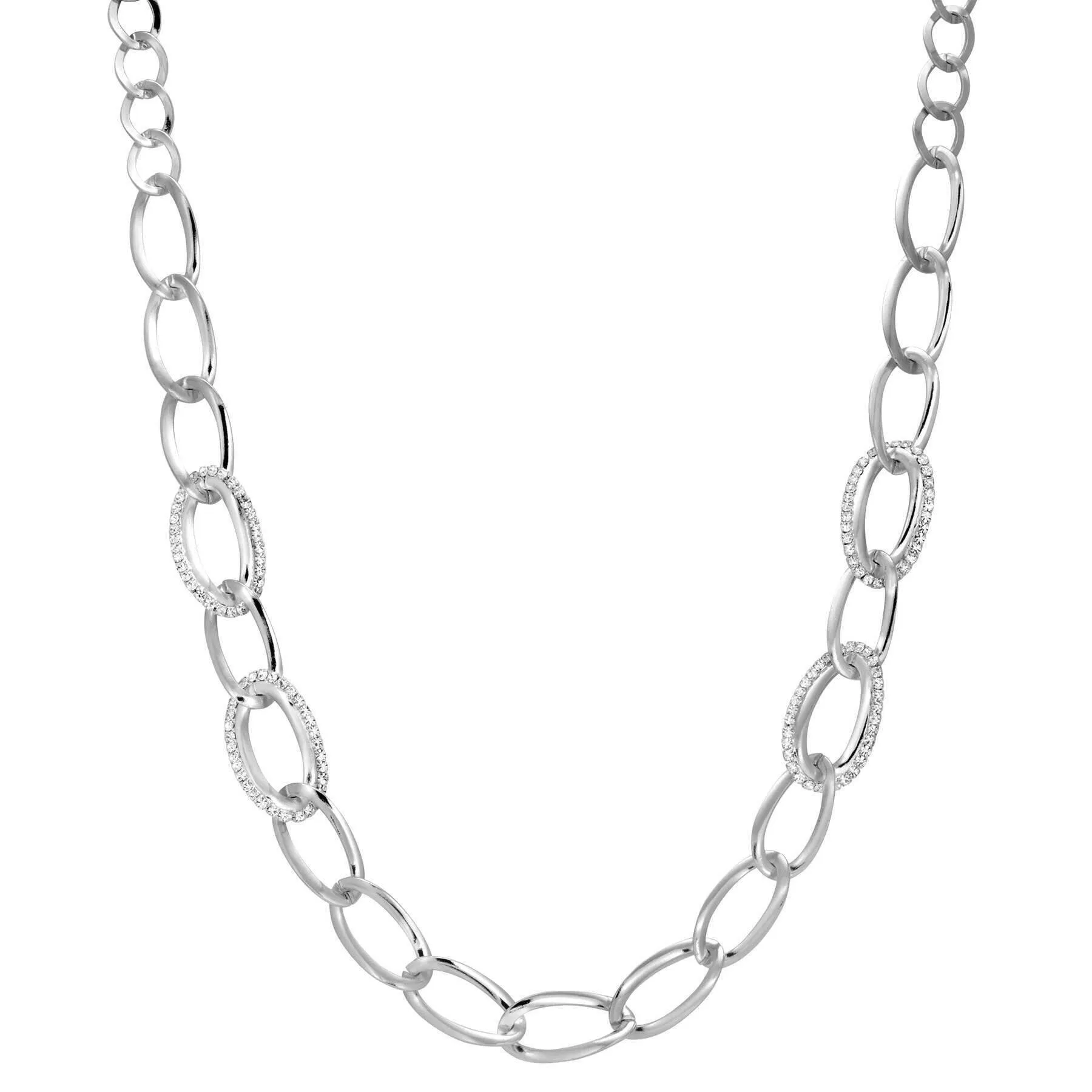 1928 Jewelry Classic Oval Link Crystal Accent Necklace 32"