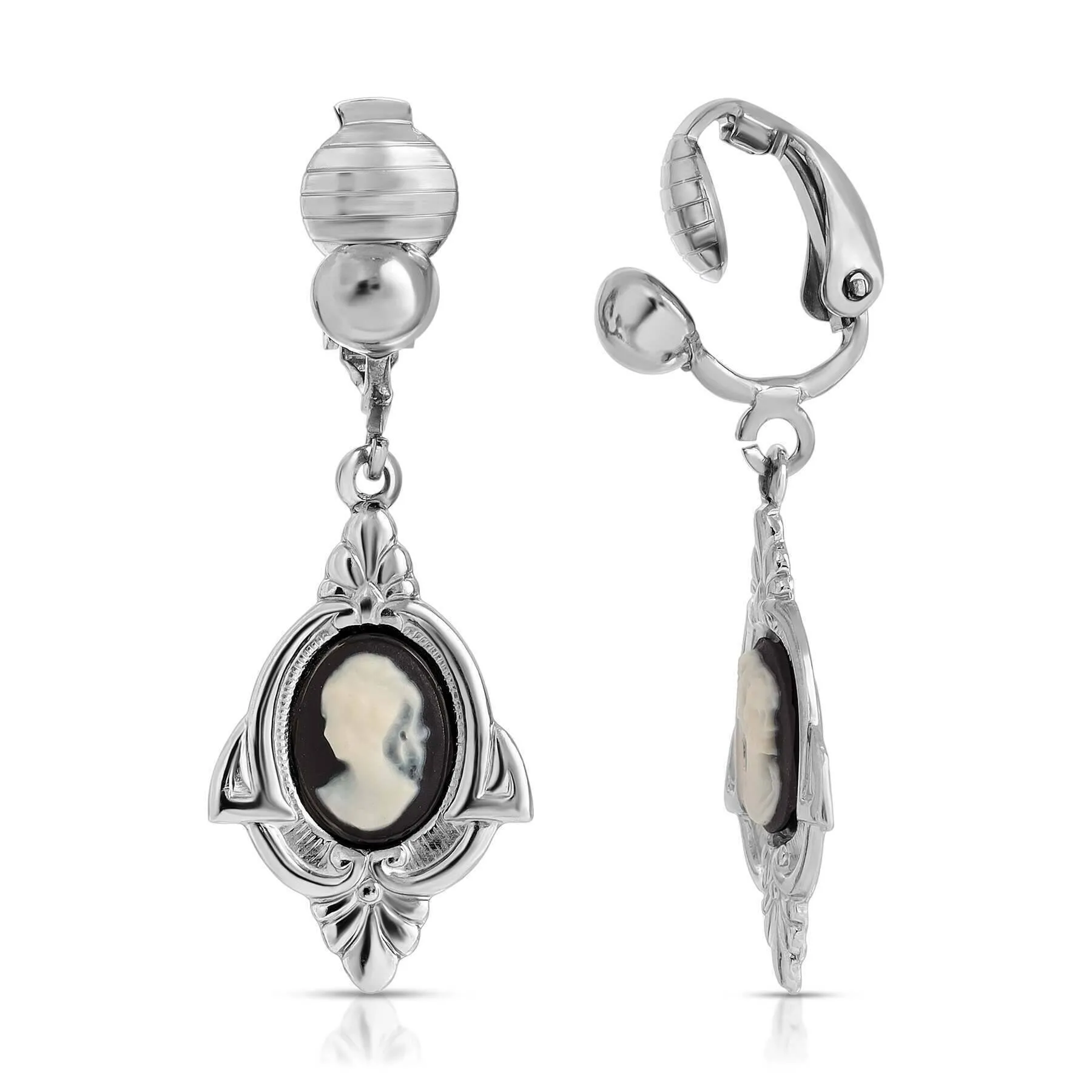 1928 Jewelry Embellish Vintage-Inspired Cameo Drop Clip On Earrings