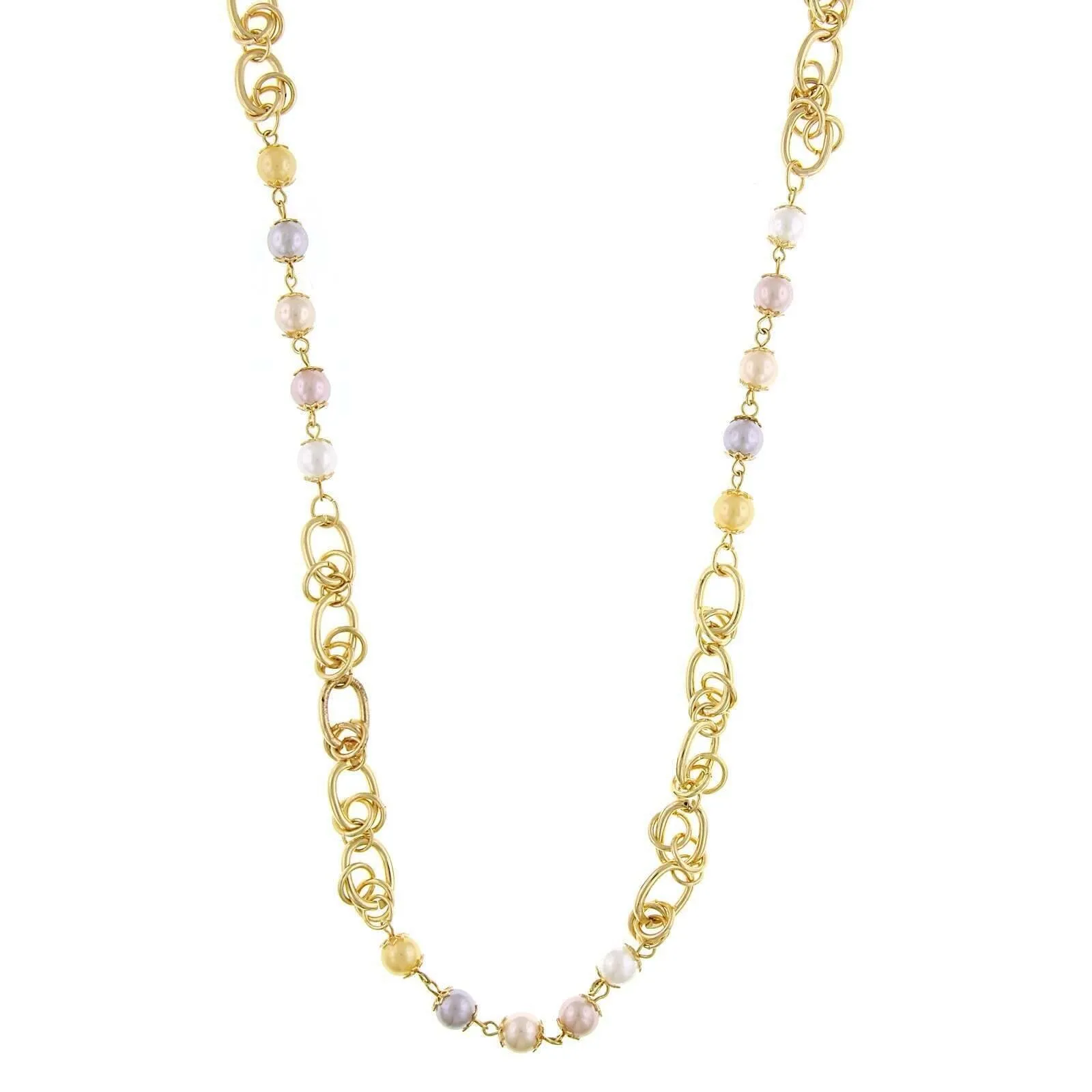 1928 Jewelry Multi-Color 8mm Faux Pearl Chain Strand Necklace 28"   2" Extender