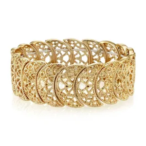 1928 Jewelry Vintage Lace Half-Circle Filigree Stretch Bracelet, 7"