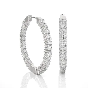 2 ctw Round Lab Grown Diamond Inside Out Hoop Earrings