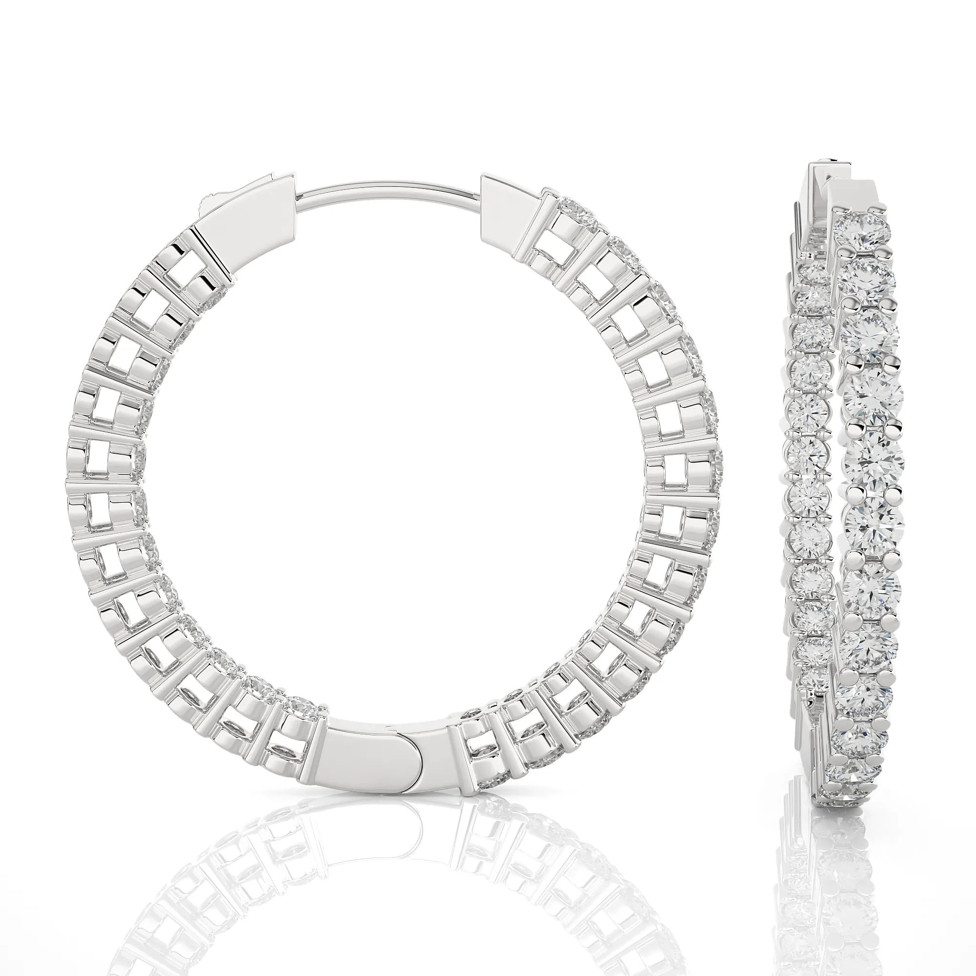 2 ctw Round Lab Grown Diamond Inside Out Hoop Earrings