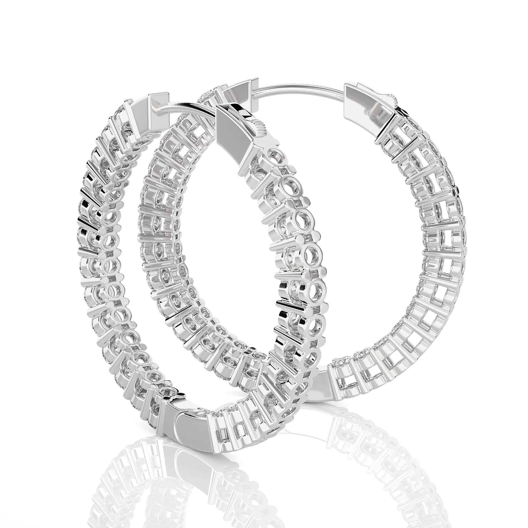 2 ctw Round Lab Grown Diamond Inside Out Hoop Earrings