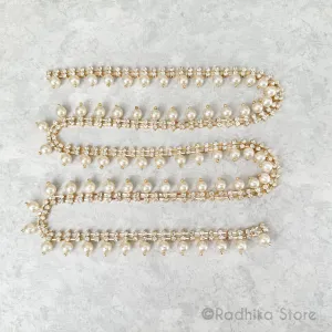 35 Inches -6mm Pearl - Rhinestone Strand