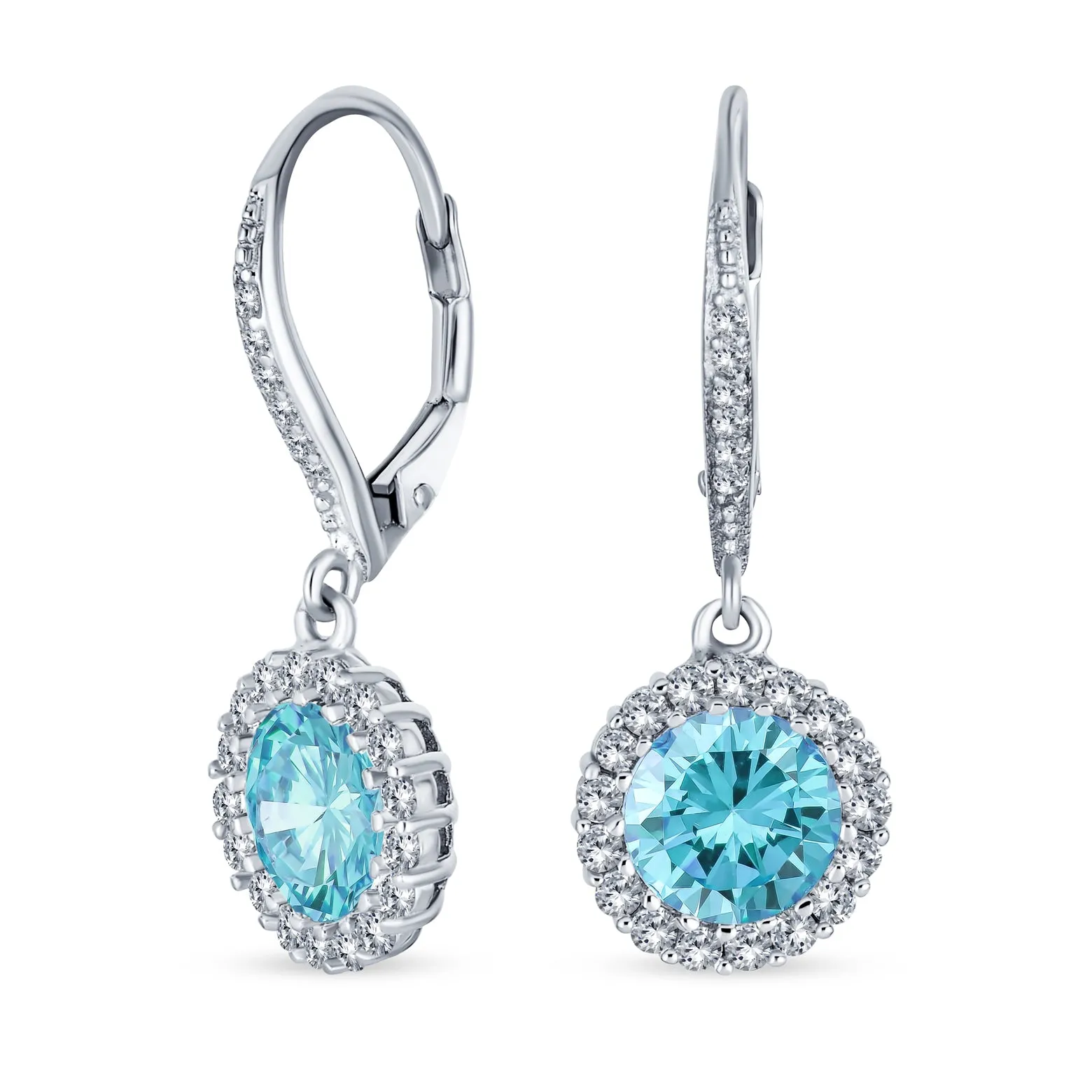 3.5CT Solitaire Halo CZ Dangle Earring Sterling Silver More Colors