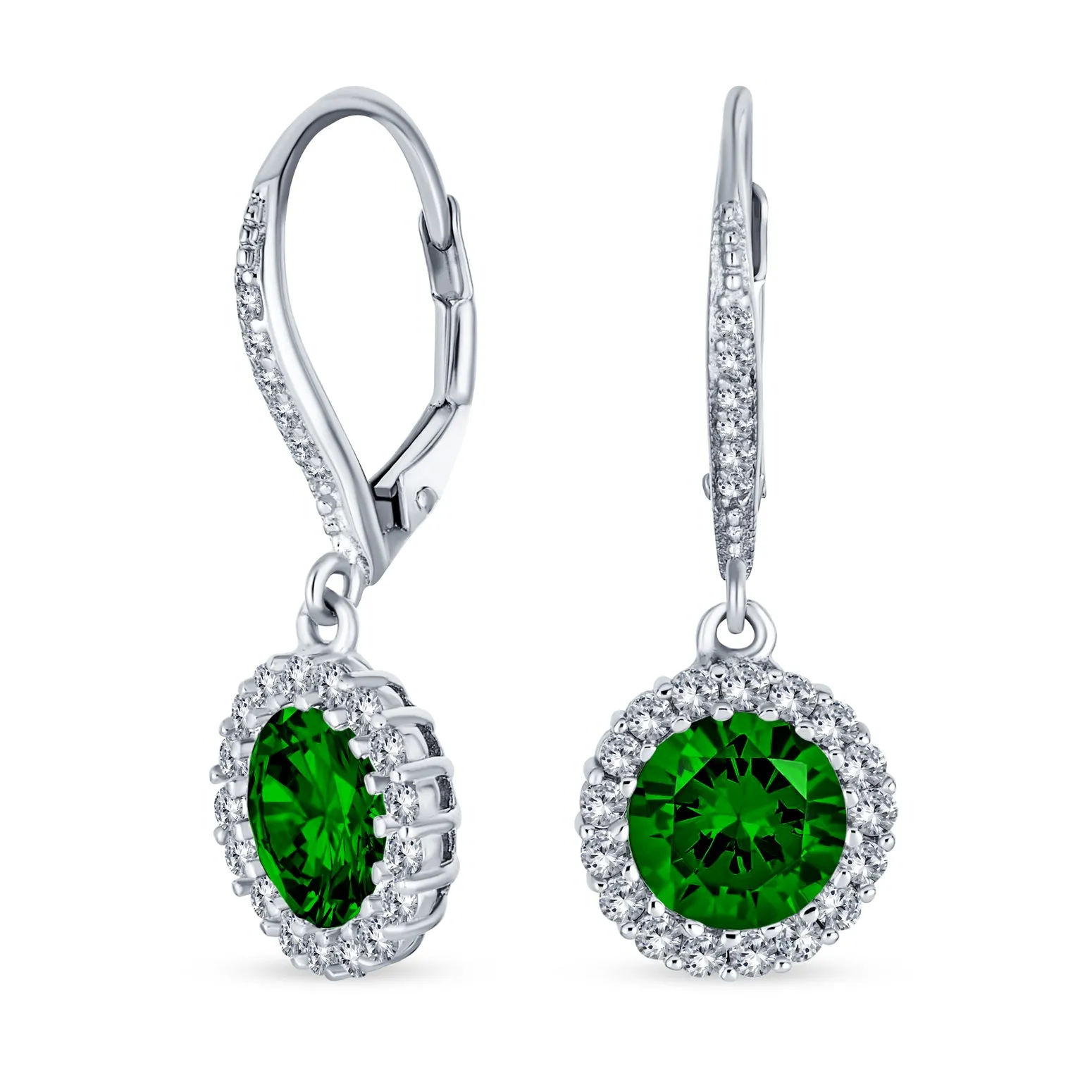 3.5CT Solitaire Halo CZ Dangle Earring Sterling Silver More Colors