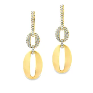 .41ct 14k Yellow Gold Diamond Drop Earrings