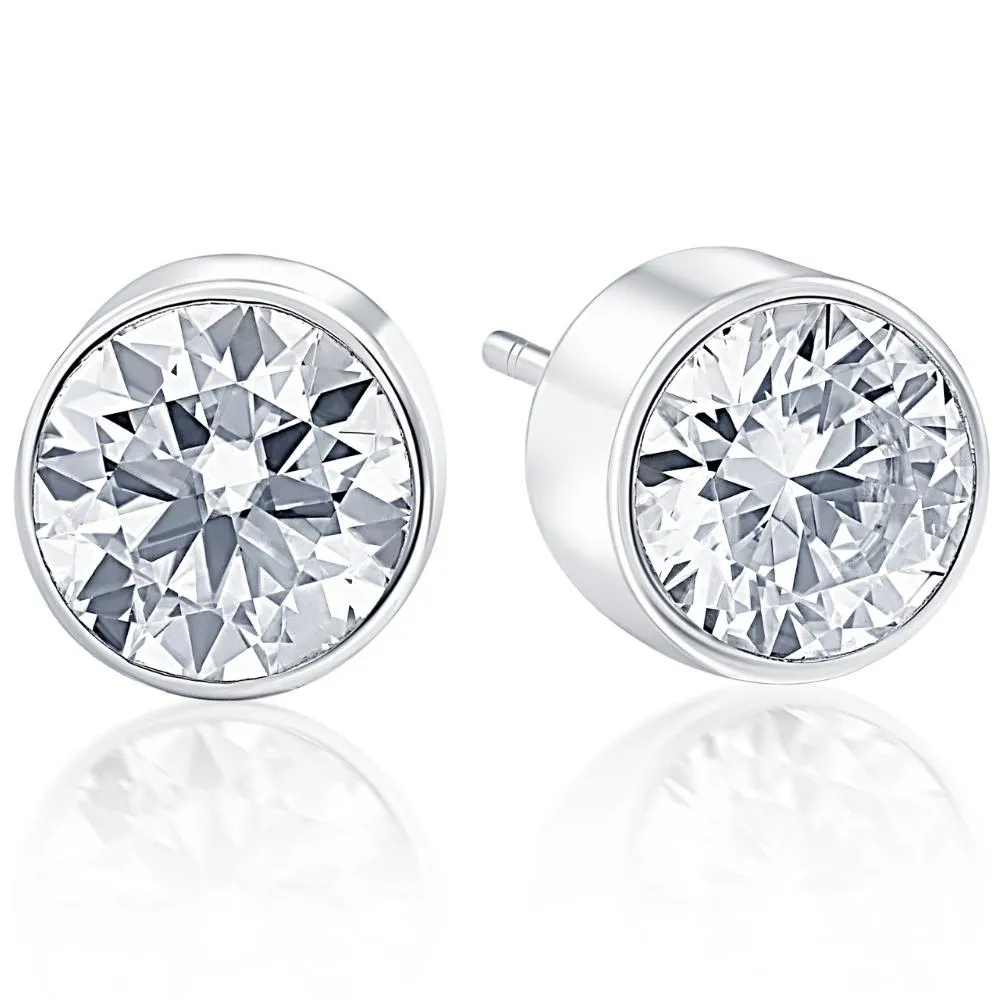 .50Ct Round Brilliant Cut Natural Diamond Stud Earrings in 14K Gold Round Bezel Setting