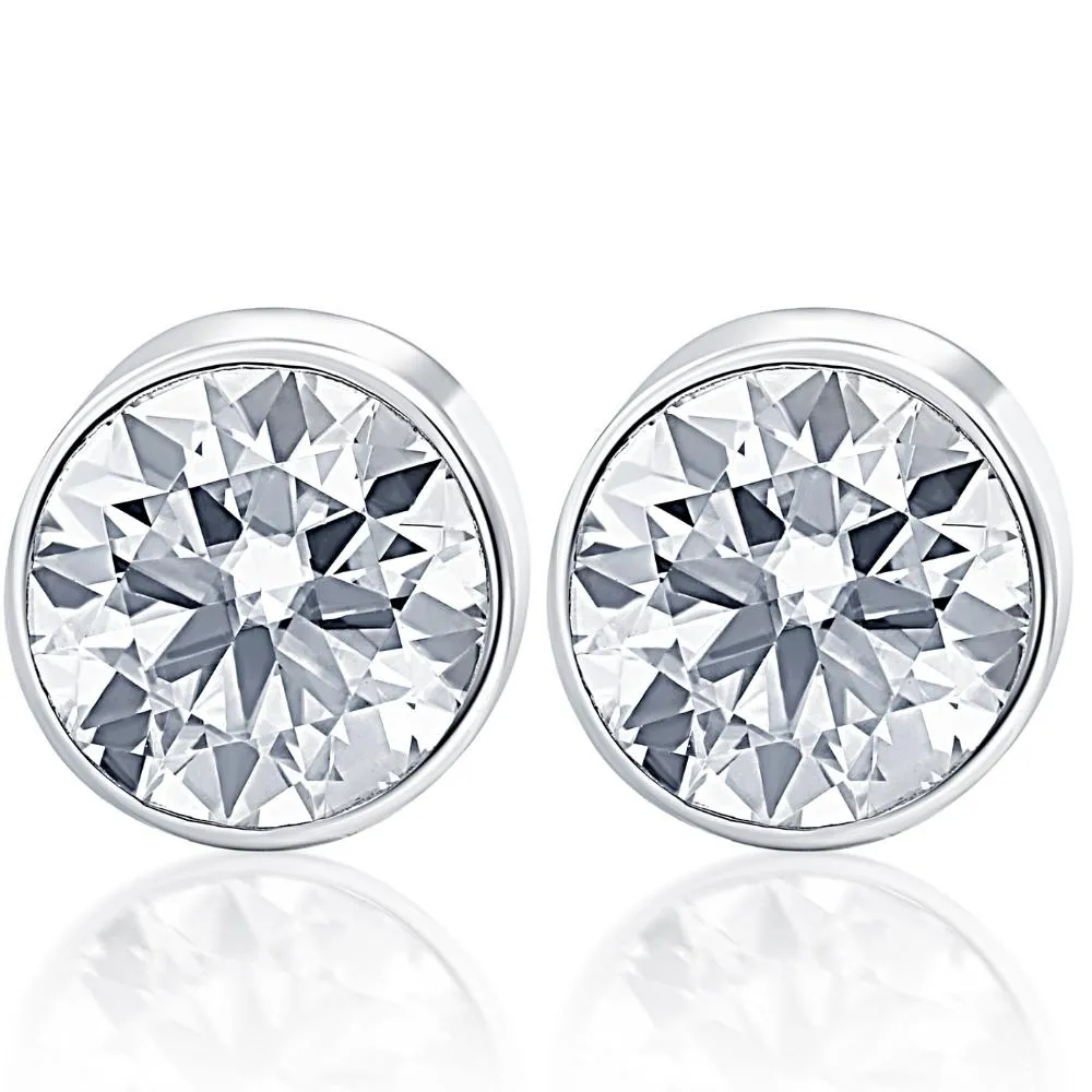 .50Ct Round Brilliant Cut Natural Diamond Stud Earrings in 14K Gold Round Bezel Setting