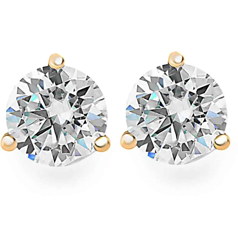 .75Ct Round Brilliant Cut Natural Diamond Stud Earrings in 14K Gold Martini Setting