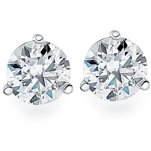 .75Ct Round Brilliant Cut Natural Diamond Stud Earrings in 14K Gold Martini Setting