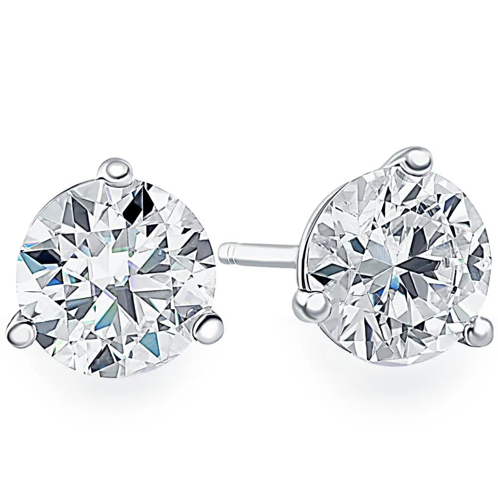 .75Ct Round Brilliant Cut Natural Diamond Stud Earrings in 14K Gold Martini Setting