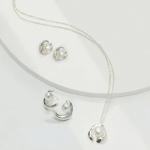 8mm Single Pearl Drop Necklace-Sterling Silver