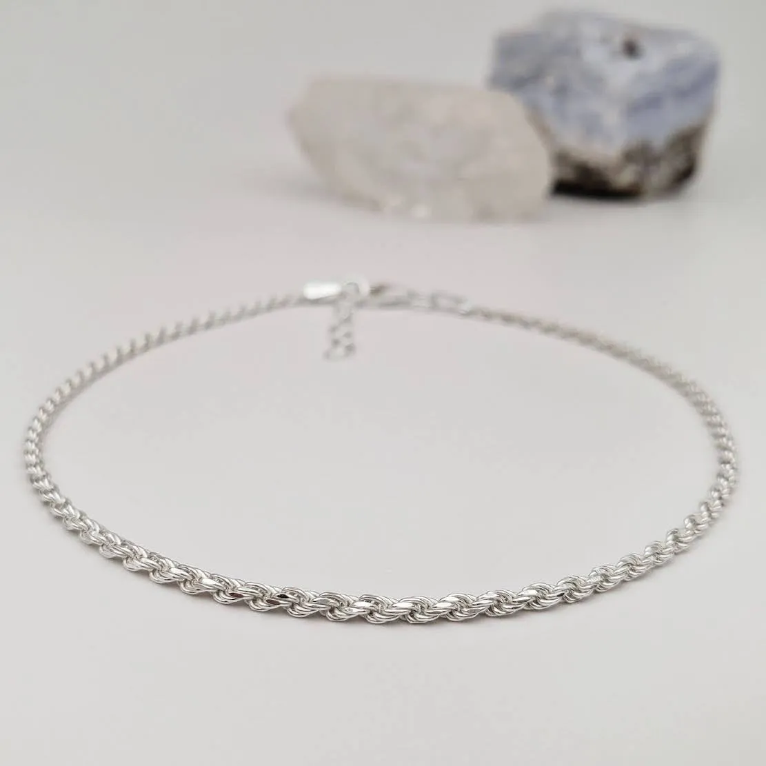 925 sterling silver rope anklets