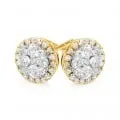 9ct Yellow Gold Cluster 1/2 Carat Diamond Stud Earrings