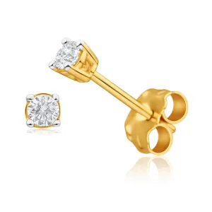 9ct Yellow Gold Enticing Diamond Stud Earrings