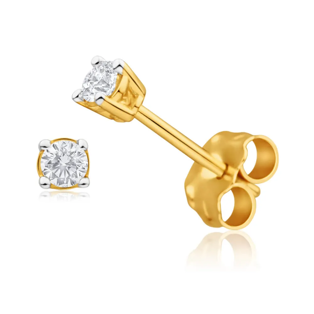 9ct Yellow Gold Enticing Diamond Stud Earrings