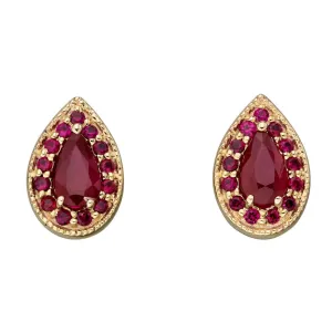 9ct Yellow Gold Ruby Teardrop Stud Earrings GE2379R