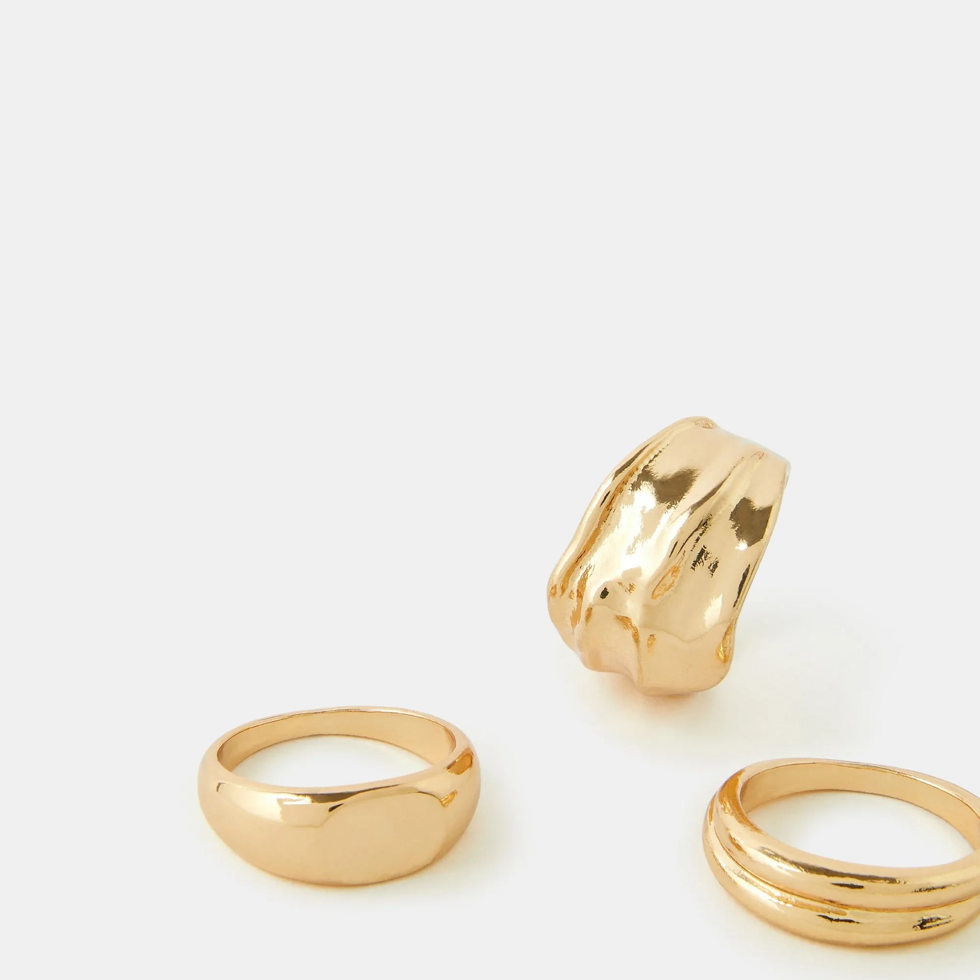 Accessorize London Chunky Ring Set Gold