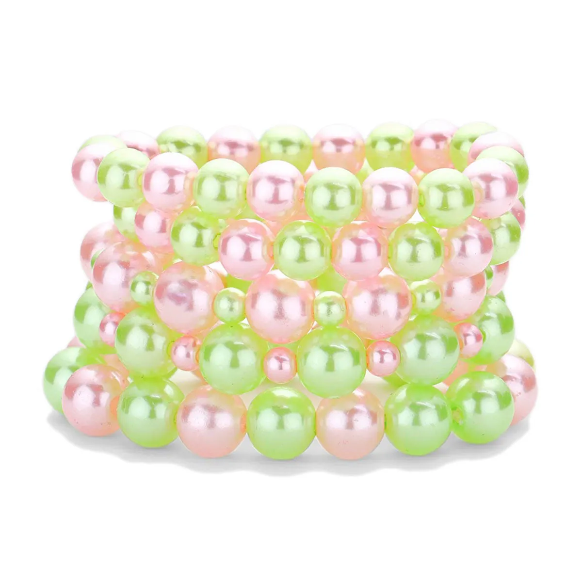 AKA Pink Green Pearl 5 Pc Bracelets Alpha Kappa Alpha Inspired Jewelry